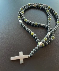 Luxusný pánsky náhrdelník Ónyx a Jadeit